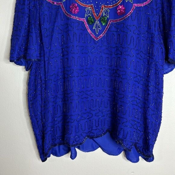 Cervelle ladies beaded sequin silk blouse top size 3X - Picture 4 of 11